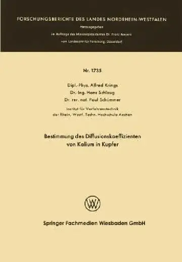 Cover of Bestimmung Des Diffusionskoeffizienten Von Kalium in Kupfer