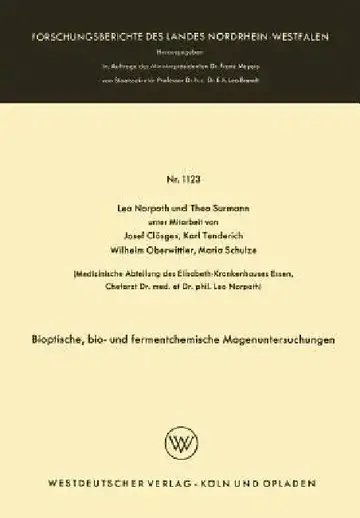 Cover of Bioptische, Bio- Und Fermentchemische Magenuntersuchungen