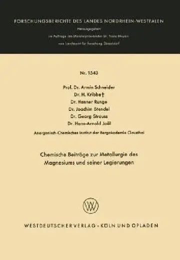 Cover of Chemische Beiträge Zur Metallurgie Des Magnesiums Und Seiner Legierungen