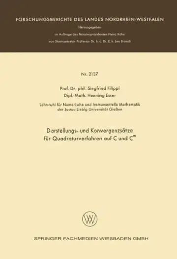 Cover of Darstellungs- Und Konvergenzsätze Für Quadraturverfahren Auf C Und CM