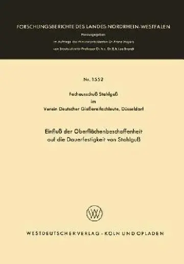 Cover of Einfluß Der Oberflächenbeschaffenheit Auf Die Dauerfestigkeit Von Stahlguß