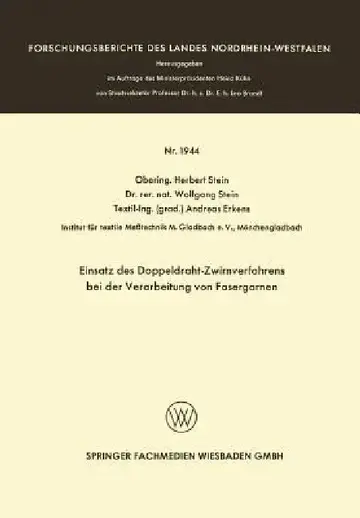 Cover of Einsatz Des Doppeldraht-Zwirnverfahrens Bei Der Verarbeitung Von Fasergarnen