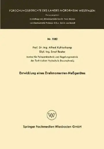 Cover of Entwicklung Eines Drehmomenten-Meßgerätes