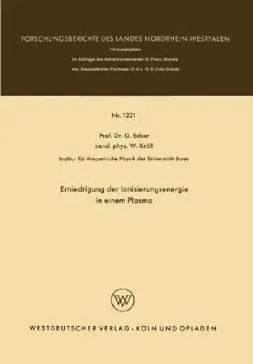 Cover of Erniedrigung Der Ionisierungsenergie in Einem Plasma