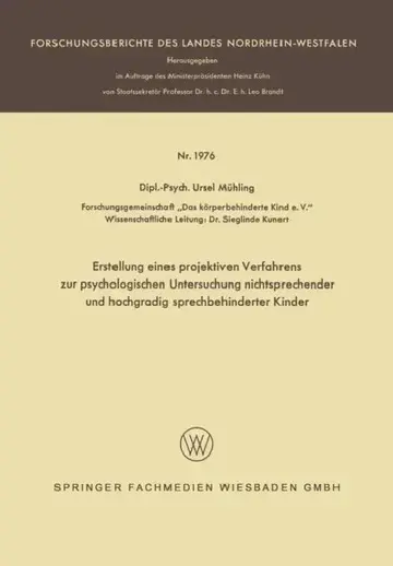 Cover of Erstellung Eines Projektiven Verfahrens Zur Psychologischen Untersuchung Nichtsprechender Und Hochgradig Sprechbehinderter Kinder