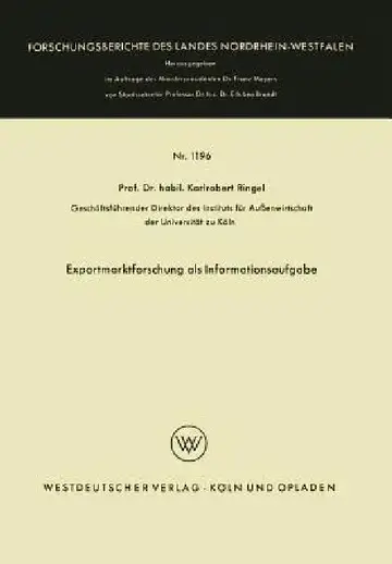 Cover of Exportmarktforschung ALS Informationsaufgabe