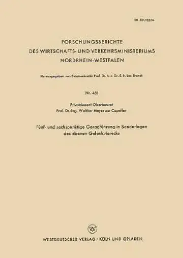 Cover of Fünf- Und Sechspunktige Geradführung in Sonderlagen Des Ebenen Gelenkvierecks