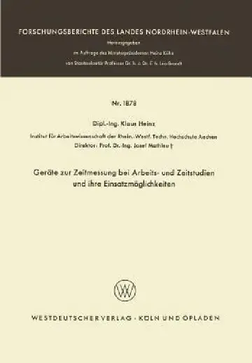 Cover of Geräte Zur Zeitmessung Bei Arbeits- Und Zeitstudien Und Ihre Einsatzmöglichkeiten