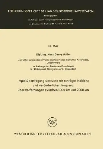 Cover of Impulsübertragungsversuche Mit Schräger Inzidenz Und Veränderlicher Frequenz Über Entfernungen Zwischen 1000 Km Und 2000 Km