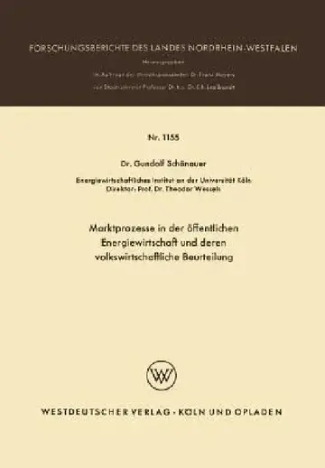 Cover of Marktprozesse in Der Öffentlichen Energiewirtschaft Und Deren Volkswirtschaftliche Beurteilung