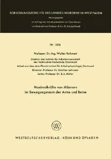 Cover of Maximalkräfte Von Männern Im Bewegungsraum Der Arme Und Beine