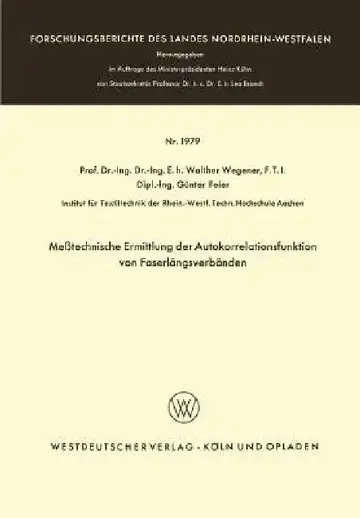 Cover of Meßtechnische Ermittlung Der Autokorrelationsfunktion Von Faserlängsverbänden