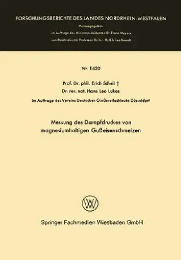 Cover of Messung des Dampfdruckes von magnesiumhaltigen Gußeisenschmelzen