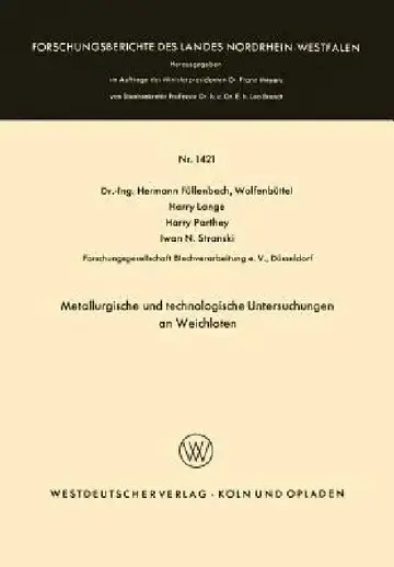Cover of Metallurgische Und Technologische Untersuchungen an Weichloten