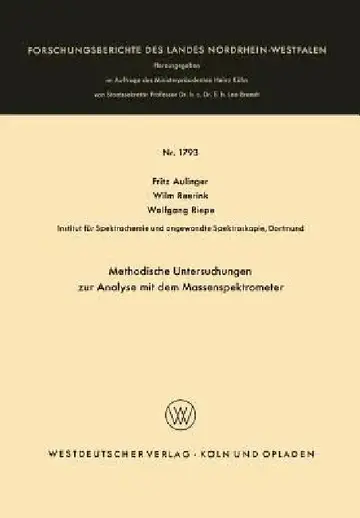 Cover of Methodische Untersuchungen Zur Analyse Mit Dem Massenspektrometer