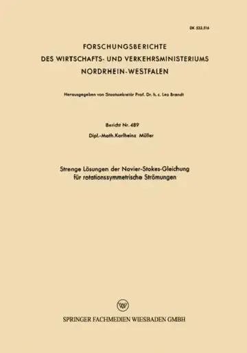 Cover of Strenge Lösungen Der Navier-Stokes-Gleichung Für Rotationssymmetrische Strömungen