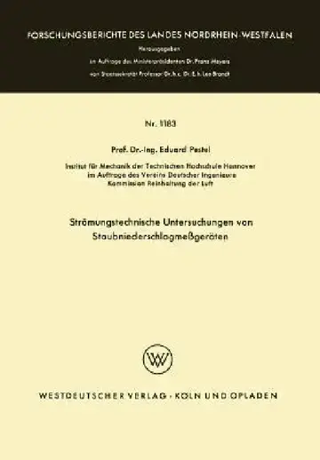 Cover of Strömungstechnische Untersuchungen Von Staubniederschlagsmeßgeräten