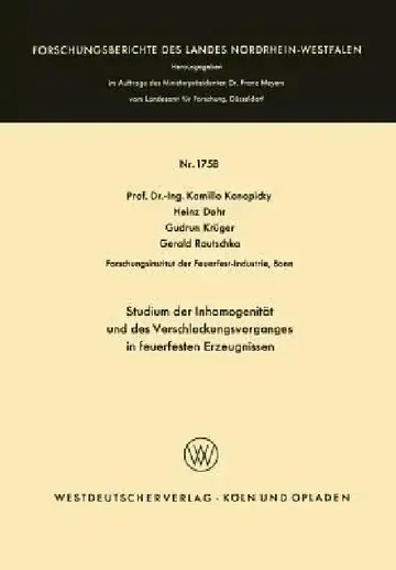 Cover of Studium Der Inhomogenität Und Des Verschlackungsvorganges in Feuerfesten Erzeugnissen