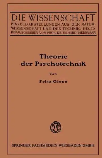 Cover of Theorie Der Psychotechnik