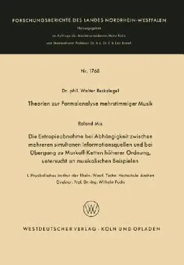 Cover of Theorien Zur Formalanalyse Mehrstimmiger Musik