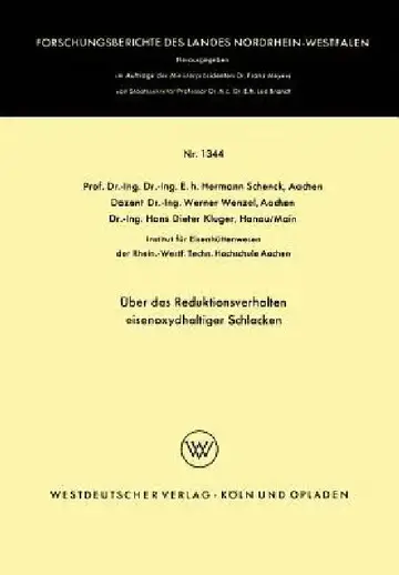 Cover of Über Das Reduktionsverhalten Eisenoxydhaltiger Schlacken