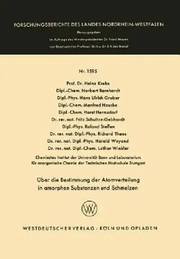 Cover of Über Die Bestimmung Der Atomverteilung in Amorphen Substanzen Und Schmelzen