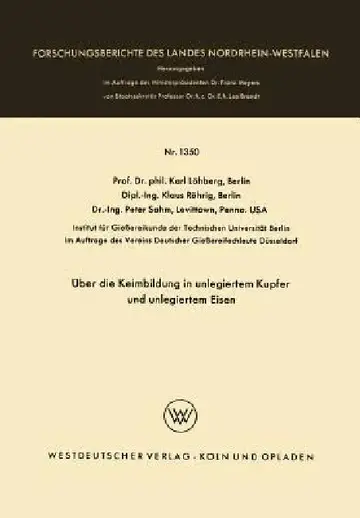 Cover of Über Die Keimbildung in Unlegiertem Kupfer Und Unlegiertem Eisen