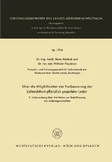 Cover of Über Die Möglichkeiten Der Verbesserung Der Lichtechtheit Pflanzlich Gegerbter Leder