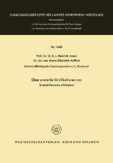 Cover of Über Unsterile Großkulturen Von Scenedesmus Obliquus