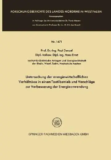 Cover of Untersuchung Der Energiewirtschaftlichen Verhältnisse in Einem Textilbetrieb Und Vorschläge Zur Verbesserung Der Energieanwendung