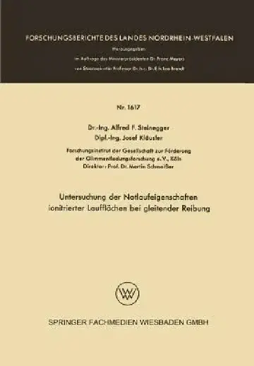 Cover of Untersuchung Der Notlaufeigenschaften Ionitrierter Laufflächen Bei Gleitender Reibung
