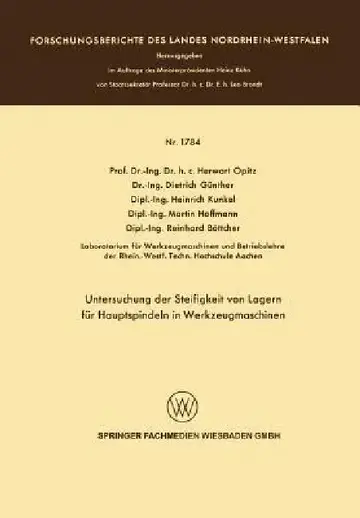Cover of Untersuchung Der Steifigkeit Von Lagern Für Hauptspindeln in Werkzeugmaschinen