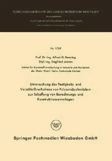 Cover of Untersuchung Des Festigkeits- Und Verschleißverhaltens Von Polyamidzabnrädern Zur Schaffung Von Berechnungs- Und Konstruktionsunterlagen