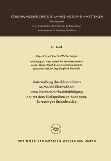 Cover of Untersuchung des Rücksprühens an Modell-Elektrofiltern unter besonderer Berücksichtigung der mit dem Rücksprühen verbundenen, kurzseitigen Stromimpuls