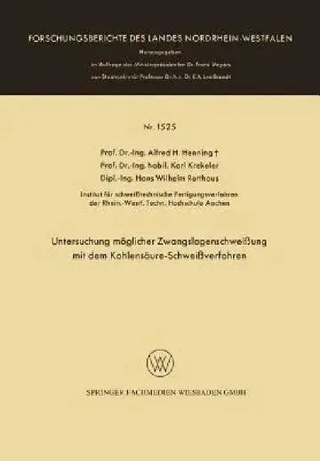 Cover of Untersuchung Möglicher Zwangslagenschweißung Mit Dem Kohlensäure-Schweißverfahren