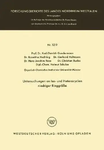 Cover of Untersuchungen an Iso- Und Heterocyclen Niedriger Ringgröße