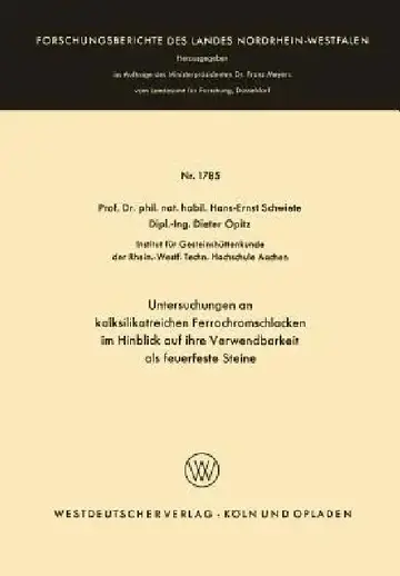 Cover of Untersuchungen an Kalksilikatreichen Ferrochromschlacken