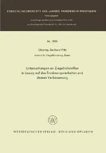 Cover of Untersuchungen an Ziegelrohstoffen in Bezug Auf Das Trocknungsverhalten Und Dessen Verbesserung