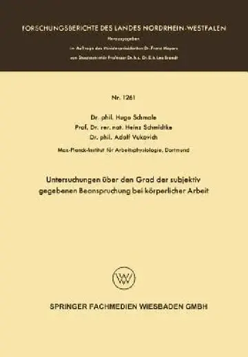 Cover of Untersuchungen Über Den Grad Der Subjektiv Gegebenen Beanspruchung Bei Körperlicher Arbeit