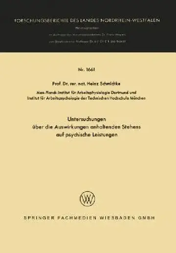 Cover of Untersuchungen Über Die Auswirkungen Anhaltenden Stehens Auf Psychische Leistungen