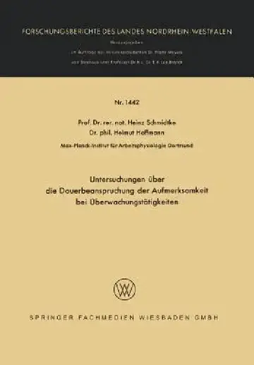 Cover of Untersuchungen Über Die Dauerbeanspruchung Der Aufmerksamkeit Bei Überwachungstätigkeiten