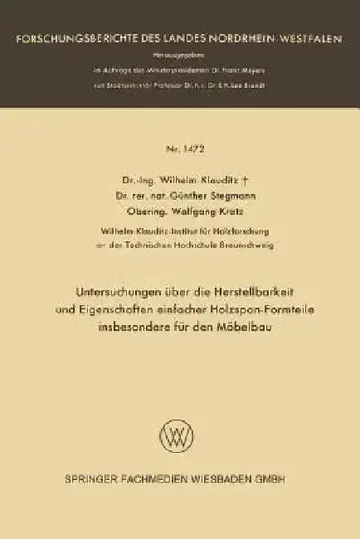 Cover of Untersuchungen Über Die Herstellbarkeit Und Eigenschaften Einfacher Holzspan-Formteile Insbesondere Für Den Möbelbau
