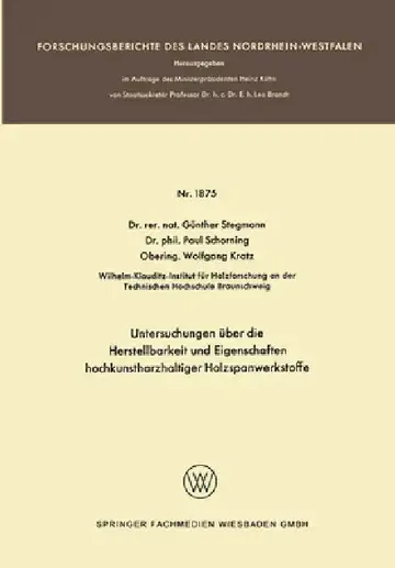Cover of Untersuchungen über die Herstellbarkeit und Eigenschaften hochkunstharzhaltiger Holzspanwerkstoffe