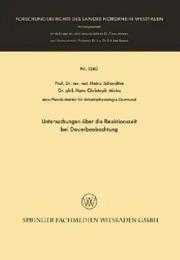 Cover of Untersuchungen Über Die Reaktionszeit Bei Dauerbeobachtung