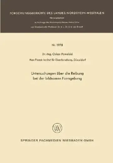 Cover of Untersuchungen Über Die Reibung Bei Der Bildsamen Formgebung
