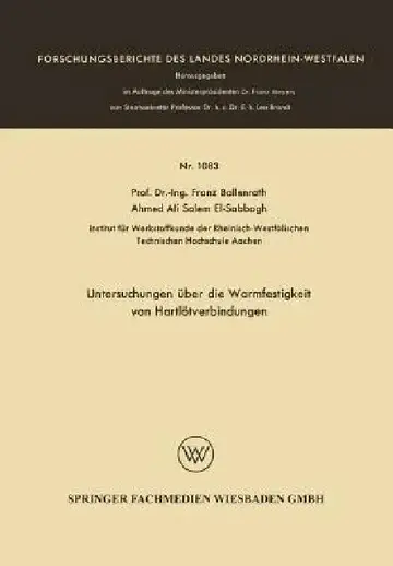Cover of Untersuchungen Über Die Warmfestigkeit Von Hartlötverbindungen