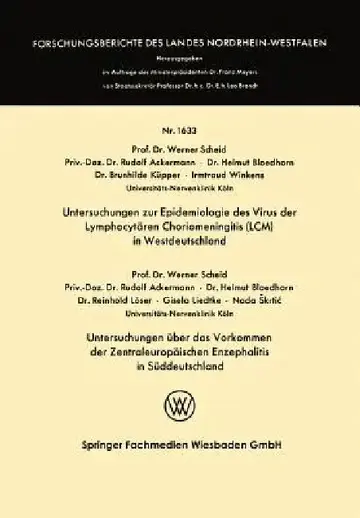 Cover of Untersuchungen Zur Epidemiologie Des Virus Der Lymphocytären Choriomeningitis (LCM) in Westdeutschland