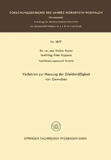 Cover of Verfahren zur Messung der Gleichmäßigkeit von Geweben