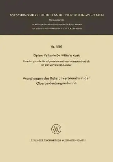 Cover of Wandlungen Des Rohstoffverbrauchs in Der Oberbekleidungsindustrie