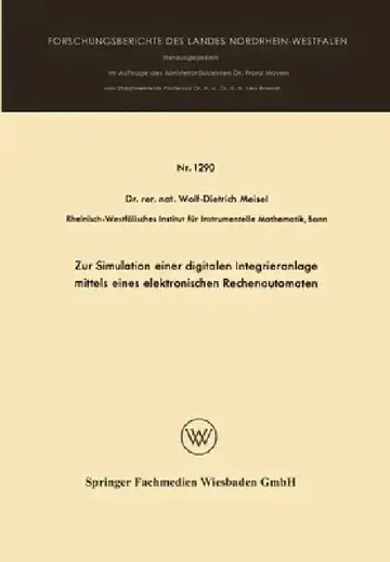 Cover of Zur Simulation einer digitalen Integrieranlage mittels eines elektronischen Rechenautomaten